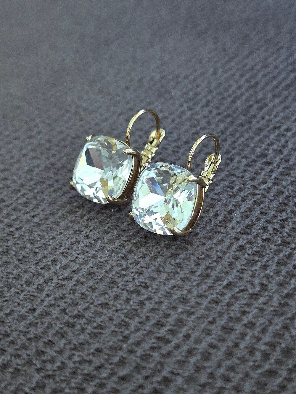 Kate Spade♠️ Clear Faceted Crystal💎 Cushion Earrings - Picture 11 of 16